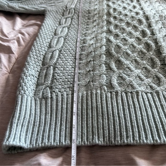 Women's Oversized Small Cable Knit Chunky Sweater dress Long Sleeve- Light Blue - Picture 7 of 10